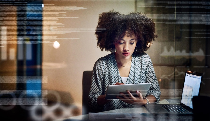 woman using tablet